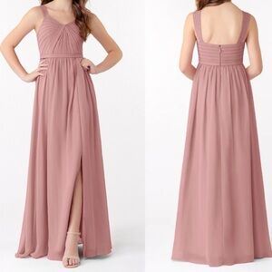 Azazie Evie Dusty Rose A-Line Pleated Chiffon Dress Bridesmaid Dress Pink Size 8